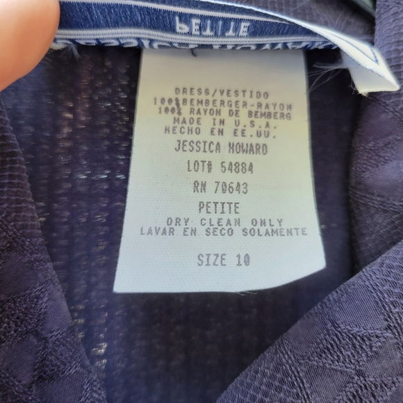 VINTAGE 1990s JESSICA HOWARD Button Front Shift Dress Navy - Picture 10 of 10